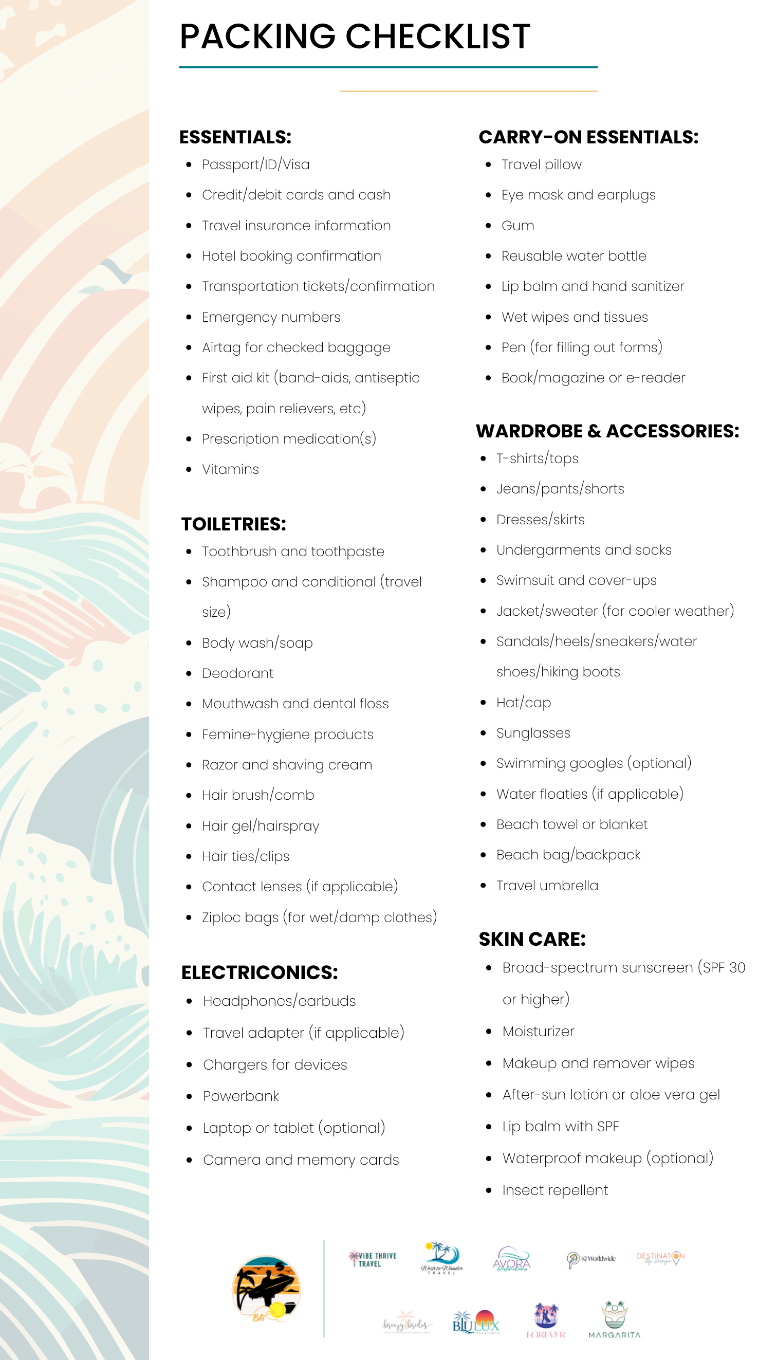 packing checklist Packing Checklist
